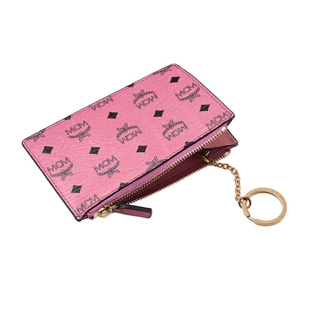 authentic mcm pink keychain wallet pouch